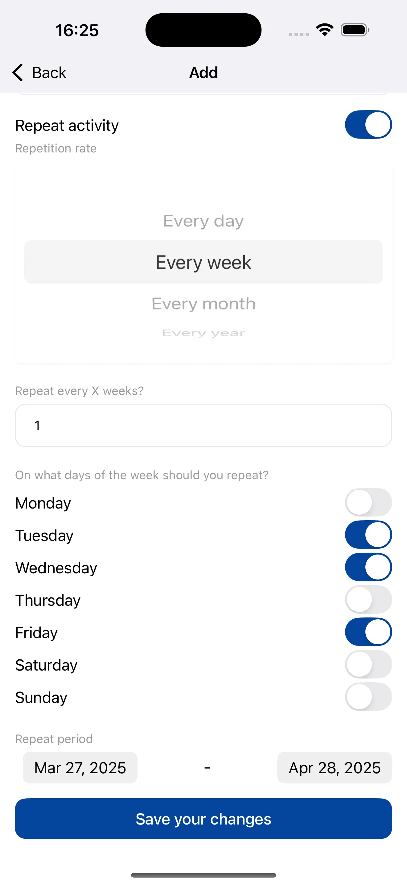 Periodic training and tasks